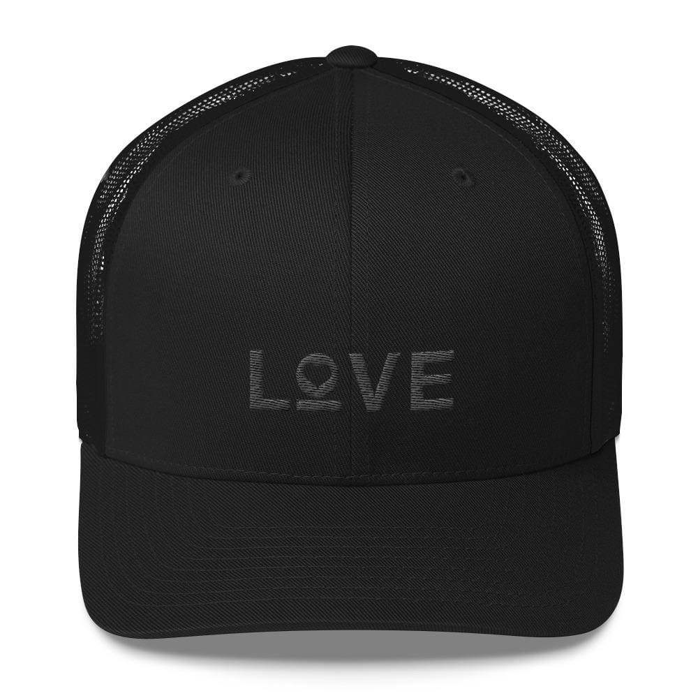 Love Heart Black on Black Snapback Trucker Hat - Hats
