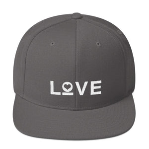 Love Snapback Hat with Flat Brim - One-size / Dark Grey - Hats