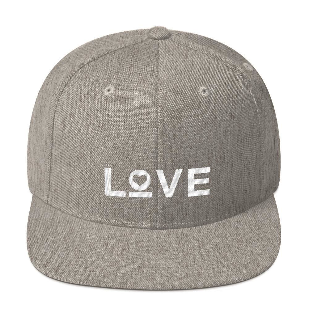 Love Snapback Hat with Flat Brim - One-size / Heather Grey - Hats