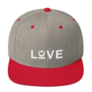 Love Snapback Hat with Flat Brim - One-size / Heather Grey/ Red - Hats