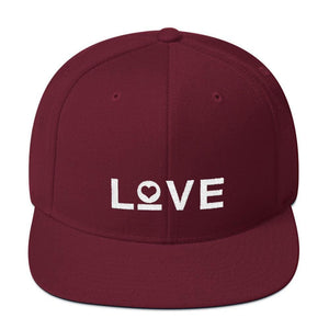 Love Snapback Hat with Flat Brim - One-size / Maroon - Hats