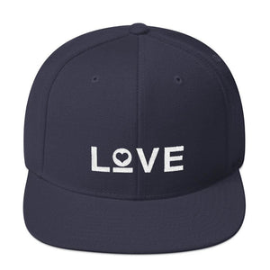 Love Snapback Hat with Flat Brim - One-size / Navy - Hats