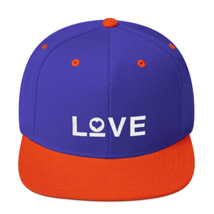 Love Snapback Hat with Flat Brim - One-size / Royal/ Orange - Hats