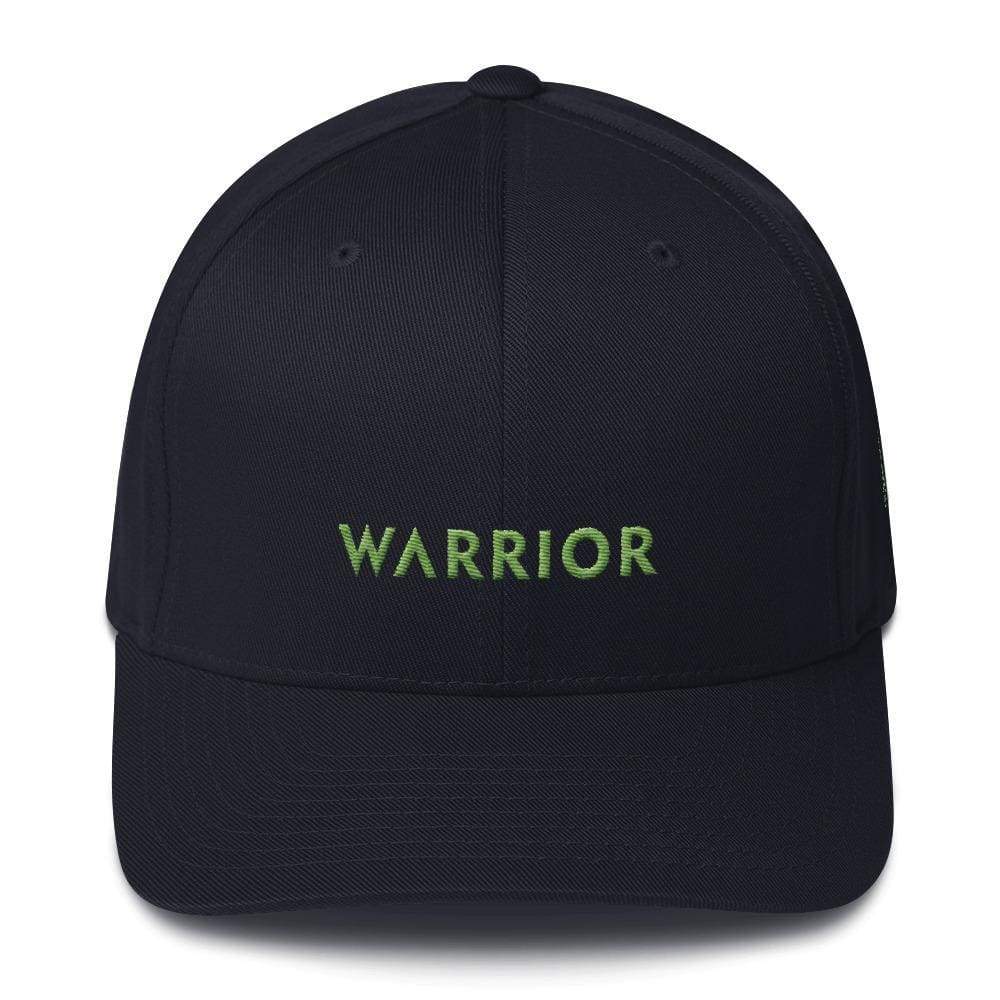 Lymphoma Awareness Twill Fitted Flexfit Hat With Warrior & Green Ribbon - S/m / Dark Navy - Hats