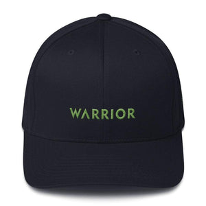 Lymphoma Awareness Twill Fitted Flexfit Hat With Warrior & Green Ribbon - S/m / Dark Navy - Hats