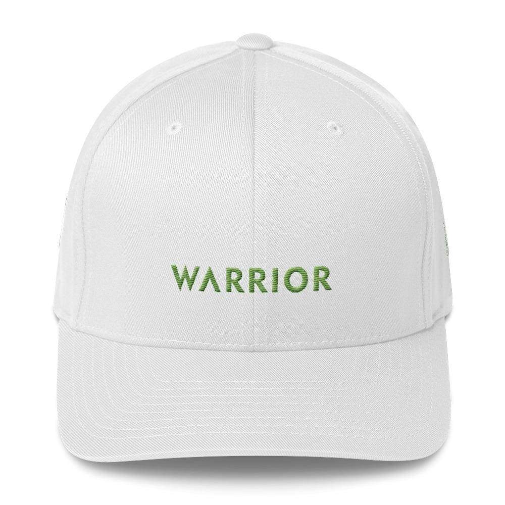 Lymphoma Awareness Twill Fitted Flexfit Hat With Warrior & Green Ribbon - S/m / White - Hats