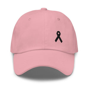 Melanoma and Skin Cancer Awareness Dad Hat with Black Ribbon - Pink