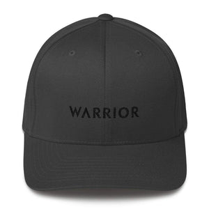 Melanoma And Skin Cancer Awareness Twill Flexfit Fitted Hat - Warrior & Black Ribbon - S/m / Dark Grey - Hats