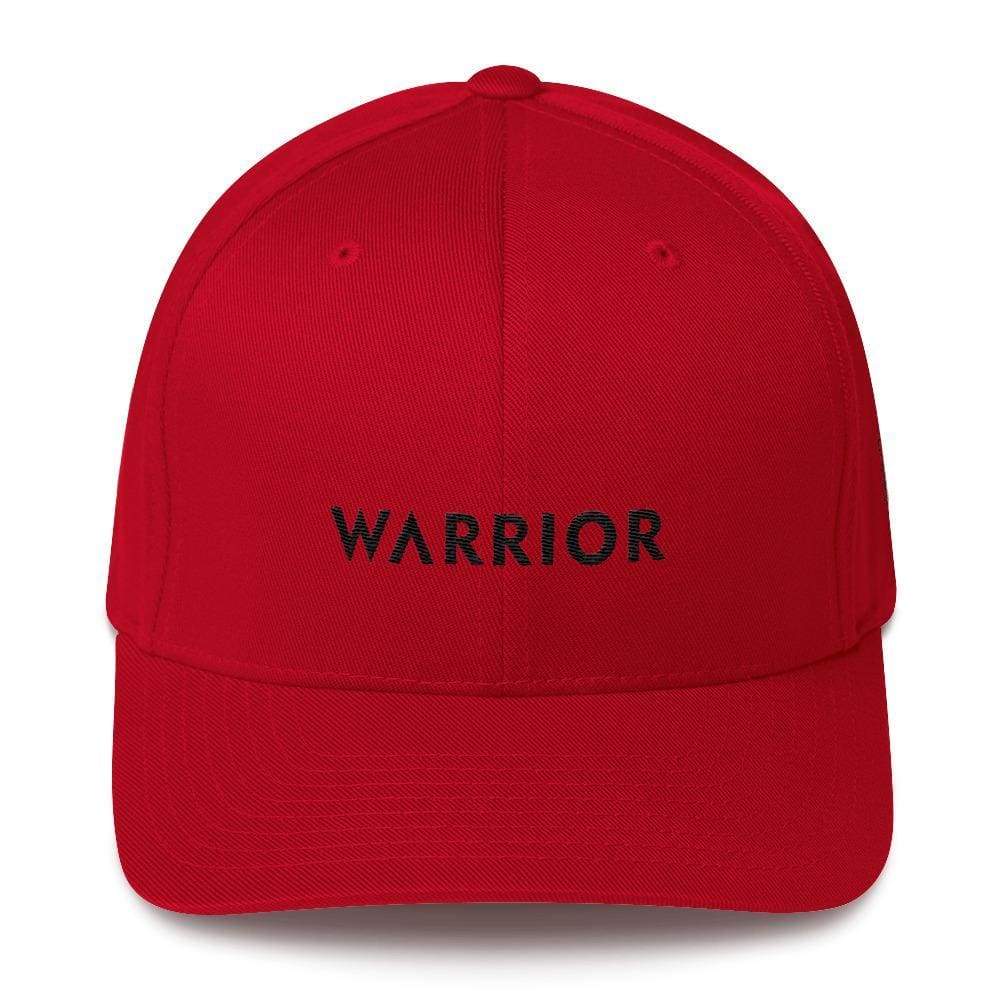 Melanoma And Skin Cancer Awareness Twill Flexfit Fitted Hat - Warrior & Black Ribbon - S/m / Red - Hats