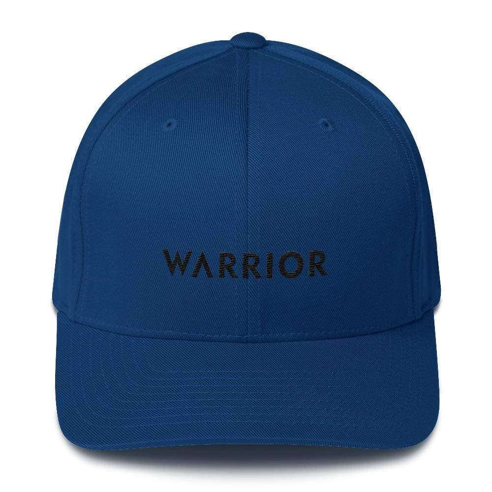 Melanoma And Skin Cancer Awareness Twill Flexfit Fitted Hat - Warrior & Black Ribbon - S/m / Royal Blue - Hats