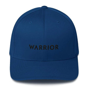 Melanoma And Skin Cancer Awareness Twill Flexfit Fitted Hat - Warrior & Black Ribbon - S/m / Royal Blue - Hats