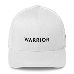 Melanoma And Skin Cancer Awareness Twill Flexfit Fitted Hat - Warrior & Black Ribbon - S/m / White - Hats