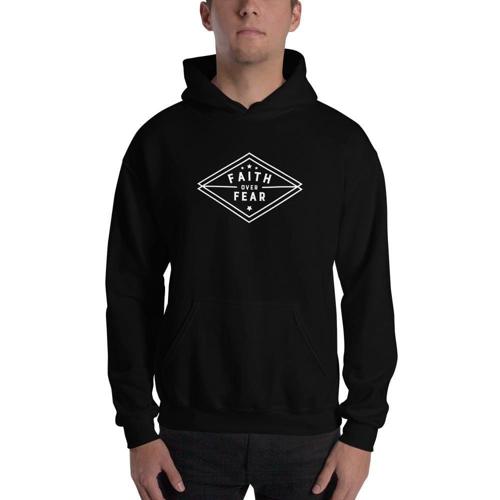 Mens Faith over Fear Diamond Christian Hoodie Sweatshirt - S / Black - Sweatshirts