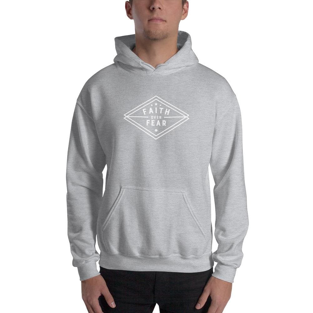 Mens Faith over Fear Diamond Christian Hoodie Sweatshirt - S / Sport Grey - Sweatshirts