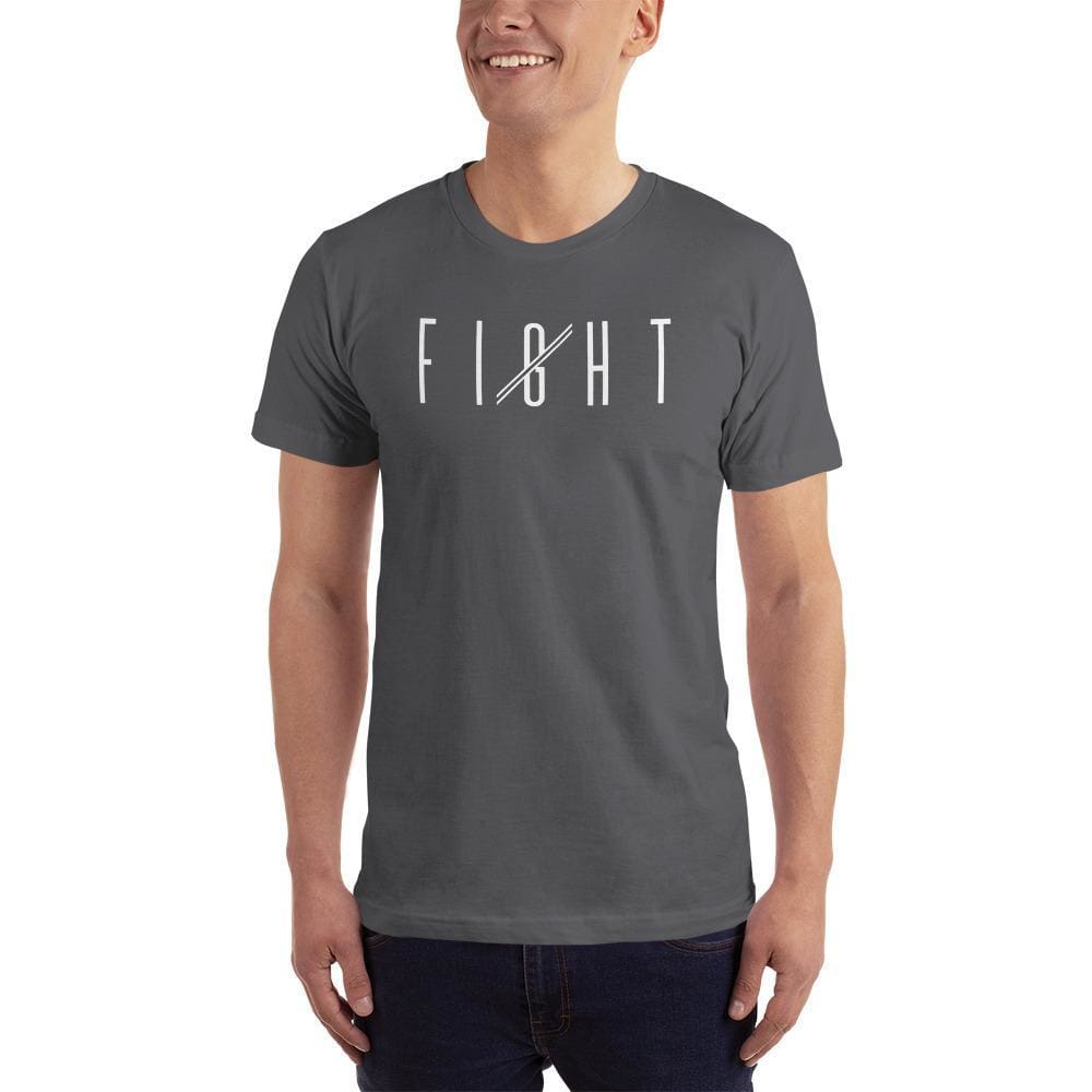 Mens Fight T-Shirt (White print) - S / Asphalt - T-Shirts