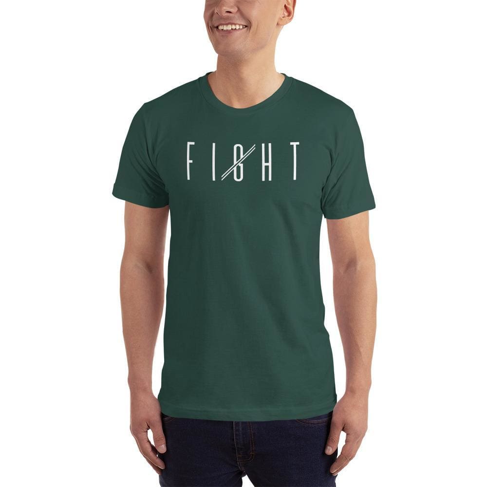 Mens Fight T-Shirt (White print) - S / Forest - T-Shirts