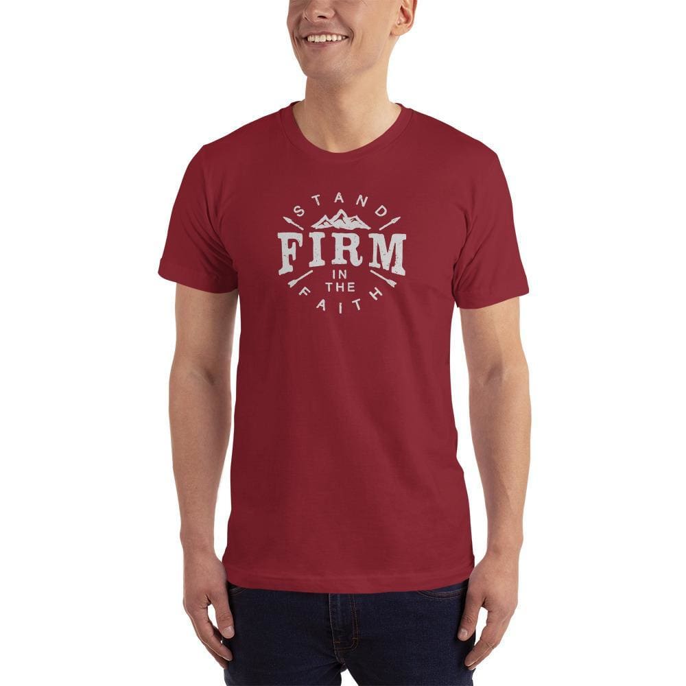 Mens Stand Firm in the Faith Christian T-Shirt - S / Cranberry - T-Shirts