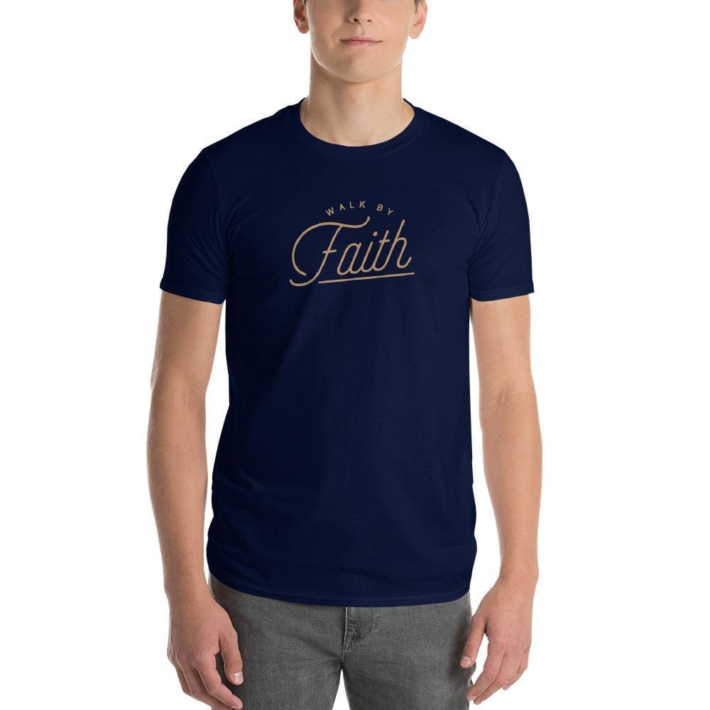 Mens Walk by Faith Christian T-Shirt - S / Navy - T-Shirts