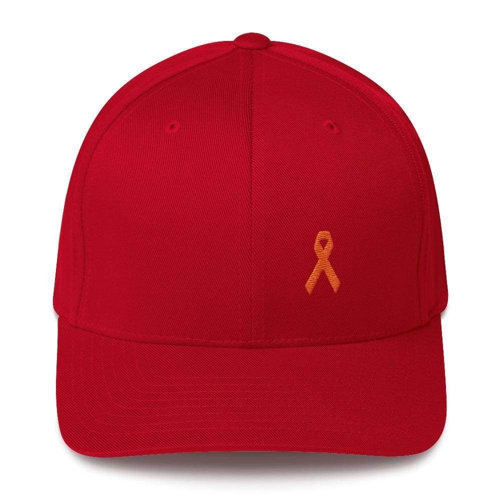 Ms Awareness Fitted Baseball Hat With Flexfit - S/m / Red - Hats