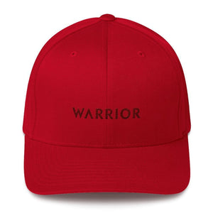 Multiple Myeloma Awareness Twill Flexfit Fitted Hat - Warrior & Burgundy Ribbon - S/M / Red - Hats