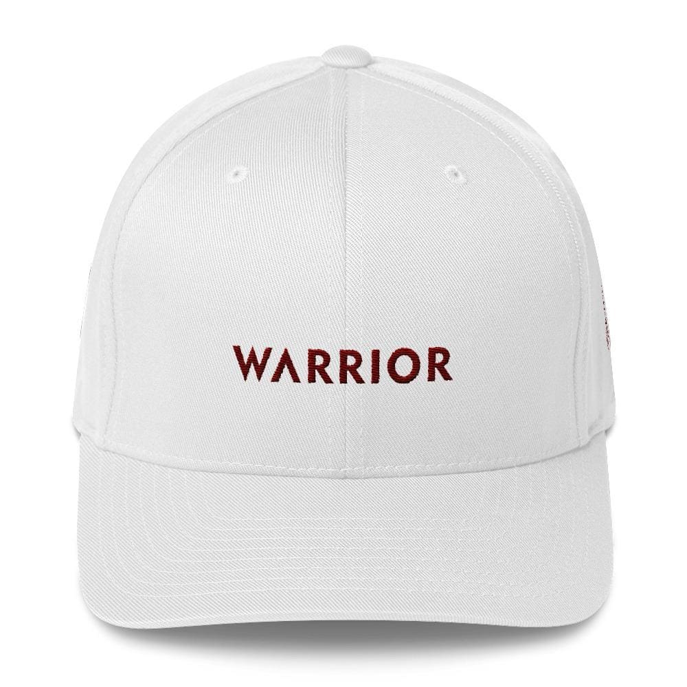 Multiple Myeloma Awareness Twill Flexfit Fitted Hat - Warrior & Burgundy Ribbon