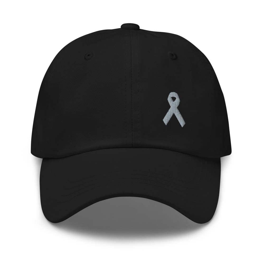 Parkinson’s Awareness & Brain Tumor Awareness Dad Hat with Grey Ribbon - Black