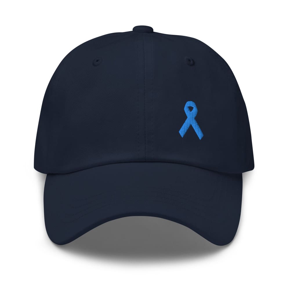 Prostate Cancer Awareness Dad Hat with Light Blue Ribbon - Navy