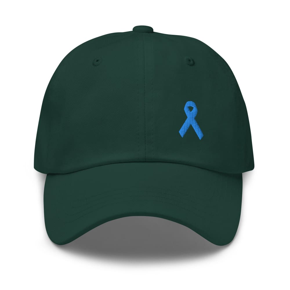 Prostate Cancer Awareness Dad Hat with Light Blue Ribbon - Spruce