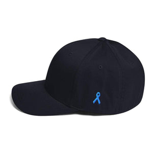 Prostate Cancer Awareness Fitted Hat With Ribbon On The Side - S/m / Dark Navy - Hats