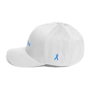Prostate Cancer Awareness Hat With Warrior & Light Blue Ribbon On The Side - Hats