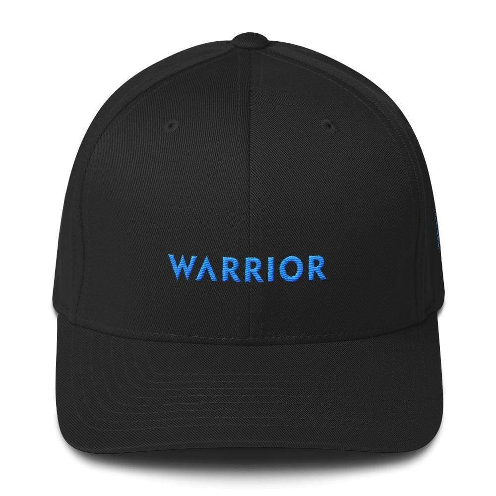 Prostate Cancer Awareness Hat With Warrior & Light Blue Ribbon On The Side - S/m / Black - Hats
