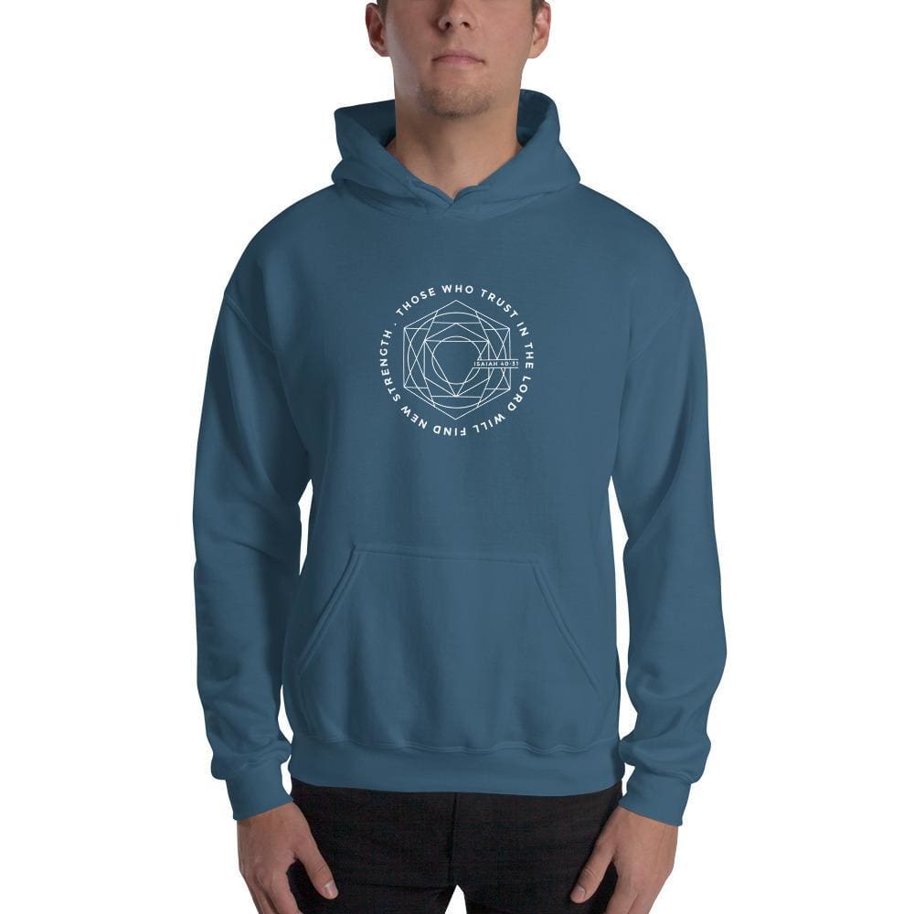 Those Who Trust in the Lord Will Find New Strength Christian Hoodie Sweatshirt - S / Indigo Blue - Sweatshirts