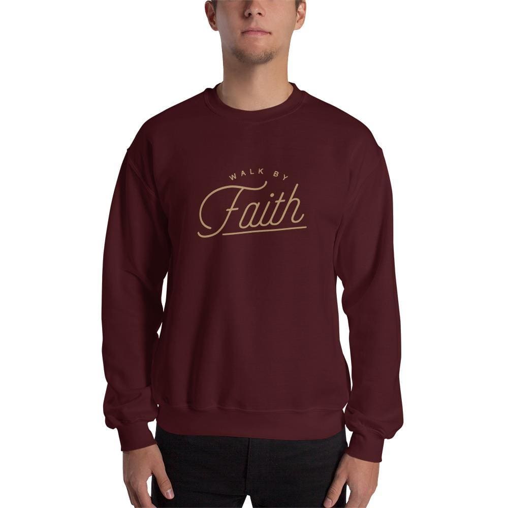 Walk by Faith Christian Sweatshirt - S / Maroon - Sweatshirts