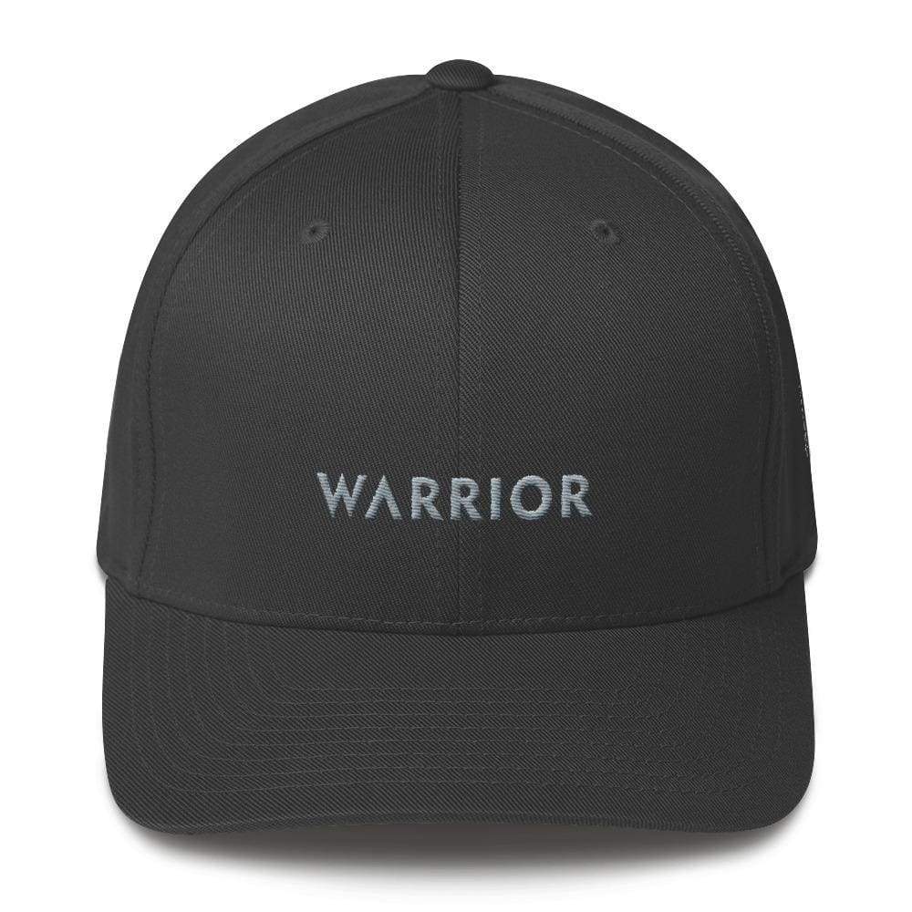 Warrior & Grey Ribbon Fitted Hat - Parkinsons And Brain Tumor Awareness - S/m / Dark Grey - Hats