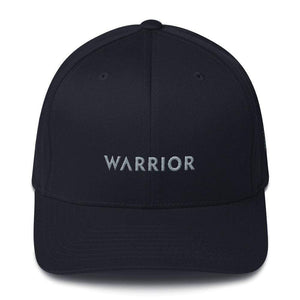 Warrior & Grey Ribbon Fitted Hat - Parkinsons And Brain Tumor Awareness - S/m / Dark Navy - Hats