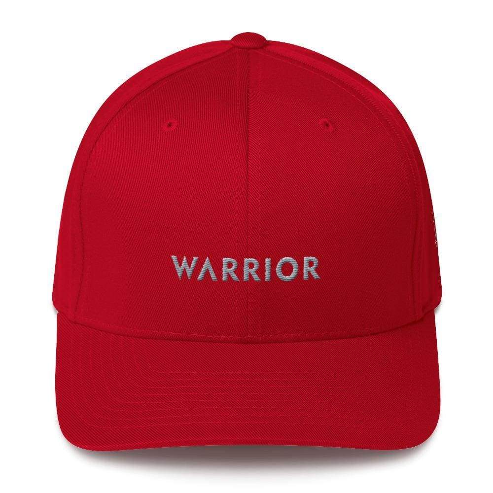 Warrior & Grey Ribbon Fitted Hat - Parkinsons And Brain Tumor Awareness - S/m / Red - Hats