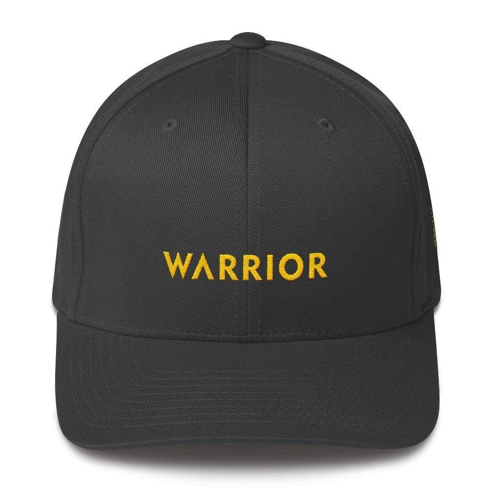 Warrior & Yellow Ribbon Twill Flexfit Fitted Hat For Sarcoma Suicide Prevention & Military Causes - S/m / Dark Grey - Hats