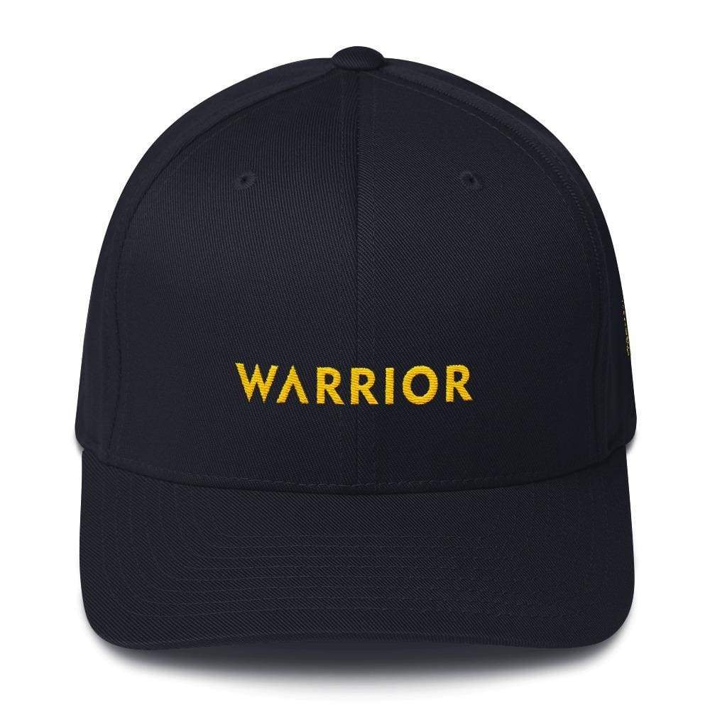 Warrior & Yellow Ribbon Twill Flexfit Fitted Hat For Sarcoma Suicide Prevention & Military Causes - S/m / Dark Navy - Hats