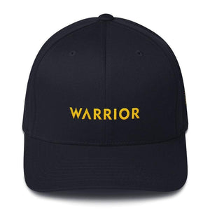 Warrior & Yellow Ribbon Twill Flexfit Fitted Hat For Sarcoma Suicide Prevention & Military Causes - S/m / Dark Navy - Hats