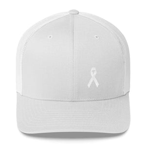 White Ribbon Awareness Snapback Trucker Hat - One-size / White - Hats