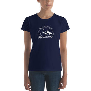 Womens Faith Can Move Mountains Christian T-Shirt - S / Navy - T-Shirts