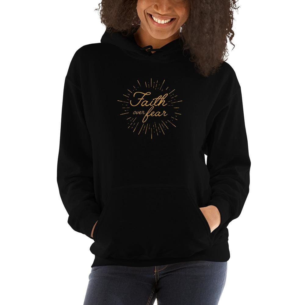 Womens Faith over Fear Christian Hoodie Sweatshirt - S / Black - Sweatshirts