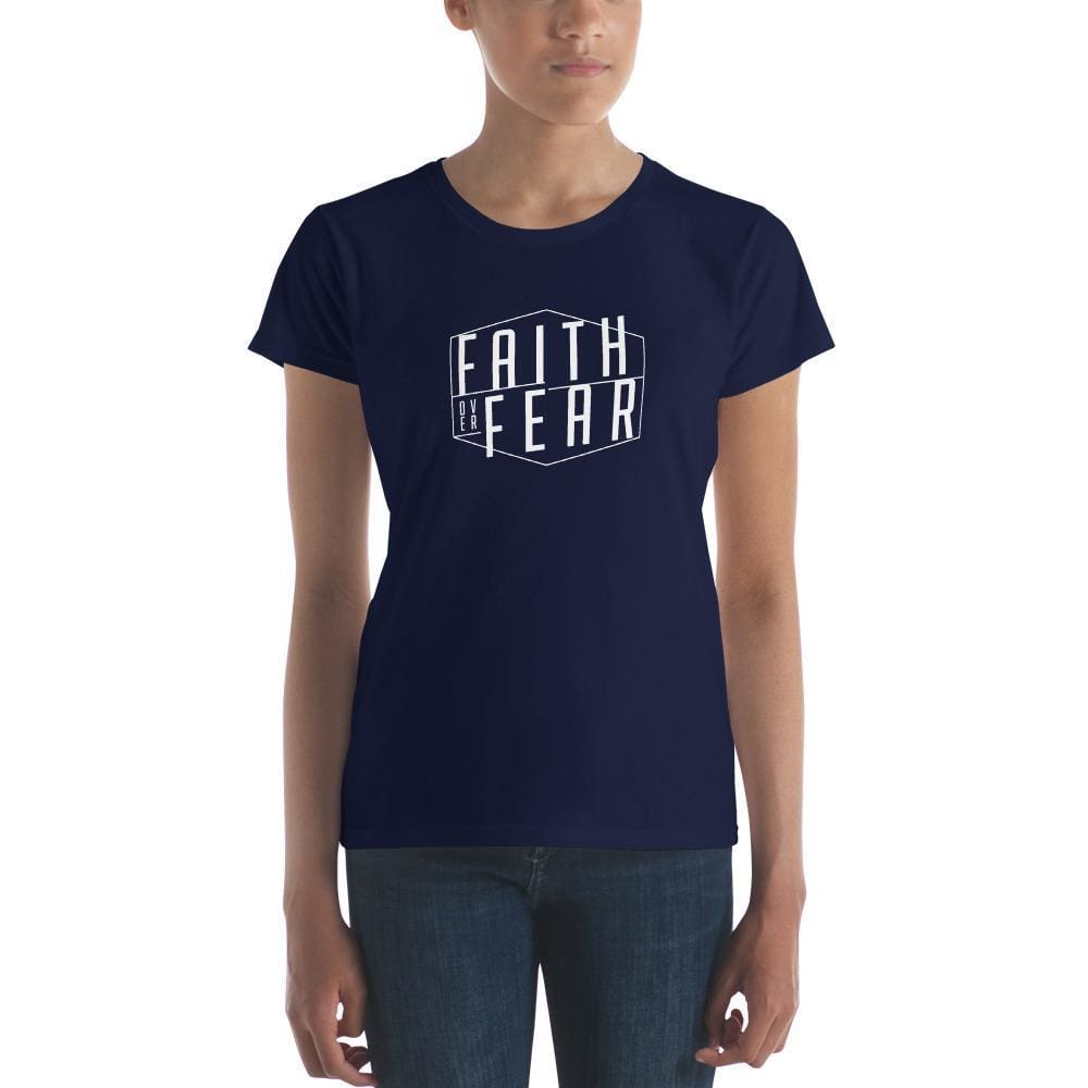 Womens Faith Over Fear T-Shirt - S / Navy - T-Shirts