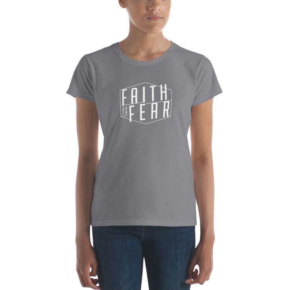 Womens Faith Over Fear T-Shirt - S / Storm Grey - T-Shirts
