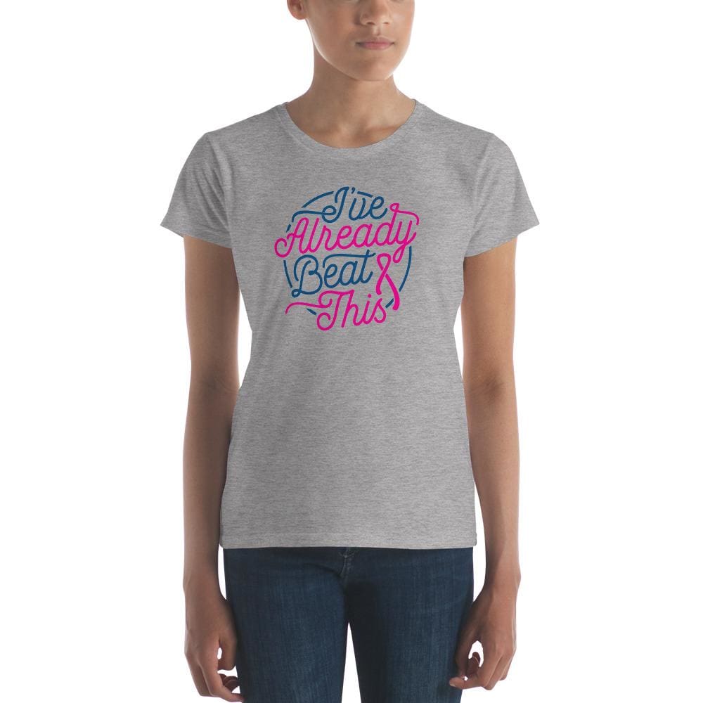 Womens Ive Already Beat This Breast Cancer Awareness Shirt - S / Heather Grey - T-Shirts