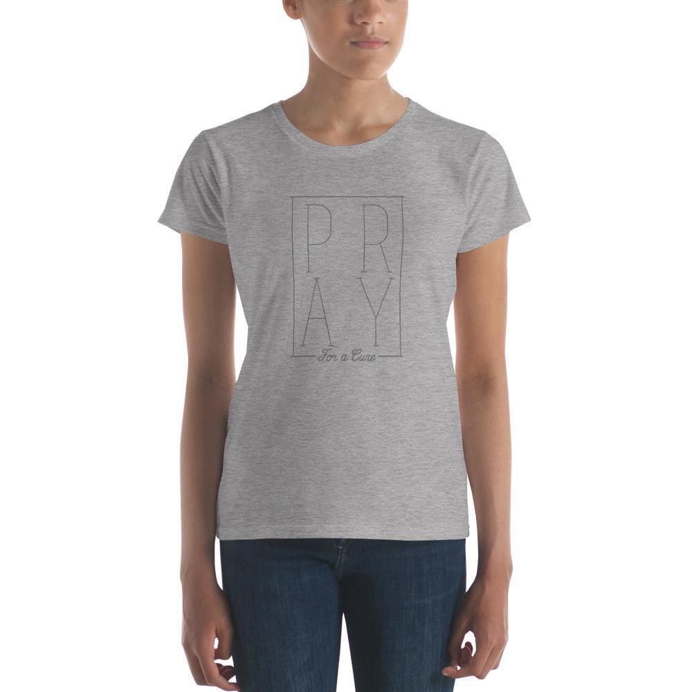 Womens Pray for a Cure Christian T-Shirt - S / Heather Grey - T-Shirts