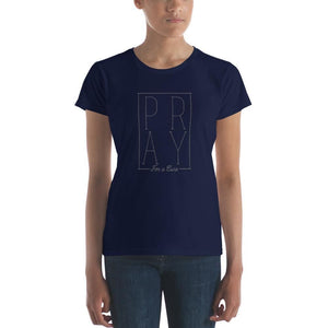Womens Pray for a Cure Christian T-Shirt - S / Navy - T-Shirts