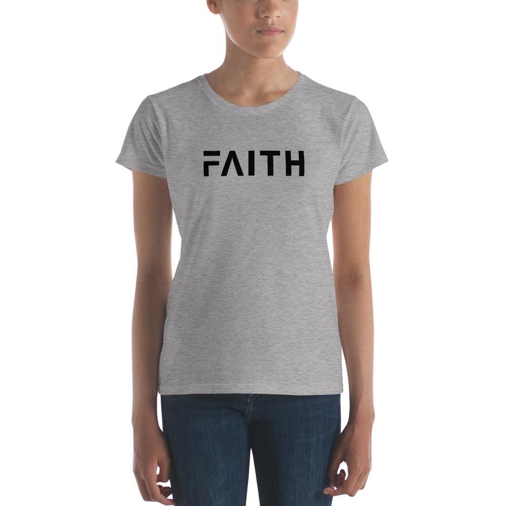 Womens Simple Faith Christian Short Sleeve T-Shirt - S / Heather Grey - T-Shirts