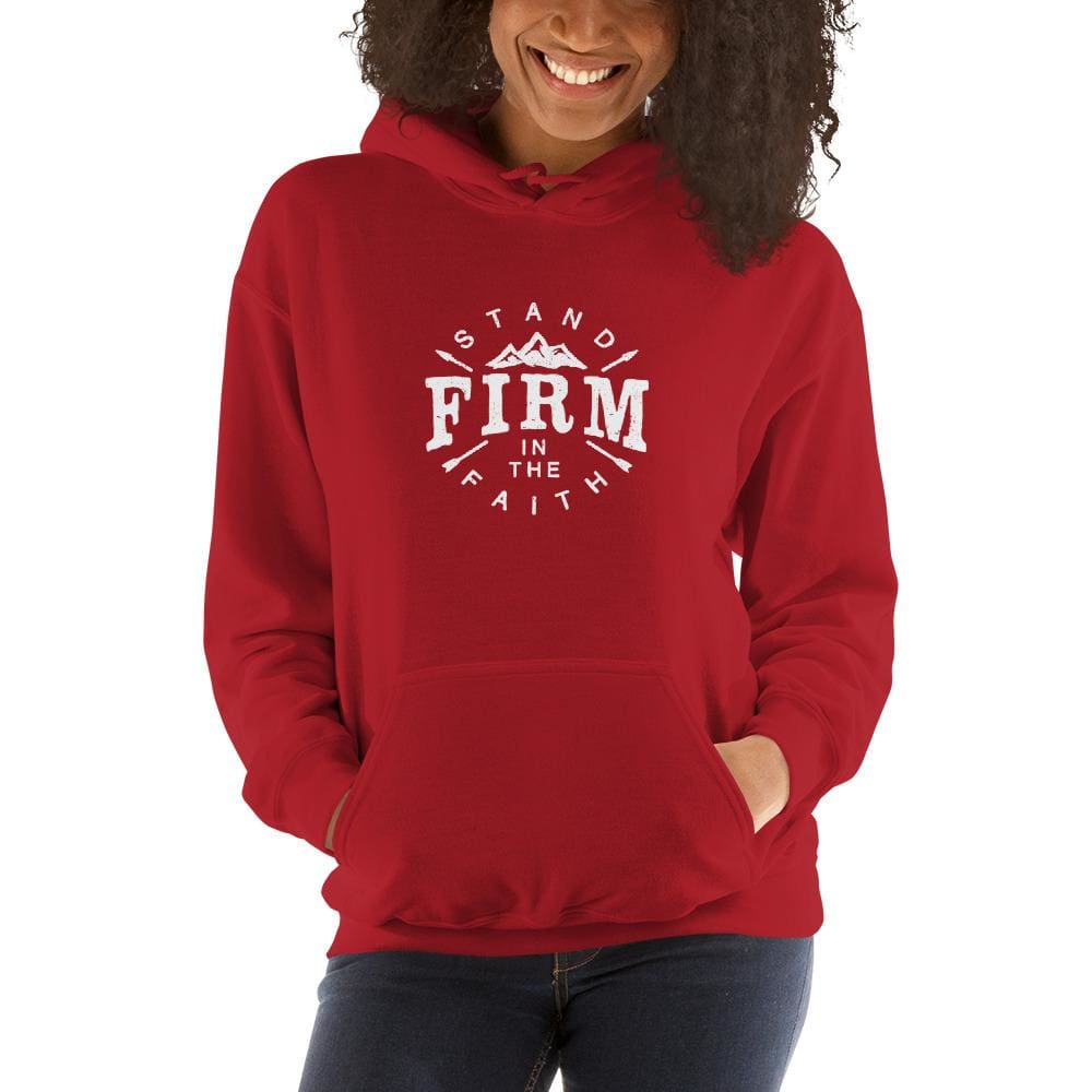 Womens Stand Firm in the Faith Hoodie Sweatshirt - S / Red - Sweatshirts