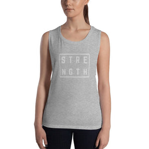 Womens Strength Muscle Tank Top (Low Cut Arm Holes) - S / Athletic Heather - Tank Tops